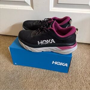 Hoka One One Women's Black and Magenta Athletic Shoes